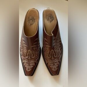 Charlie 1 Horse Mayela Western Mules Leather Brown Size 7.5